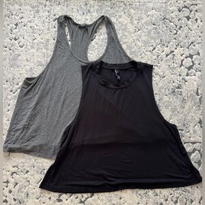 Carbon38 Black and Gray Tank Tops